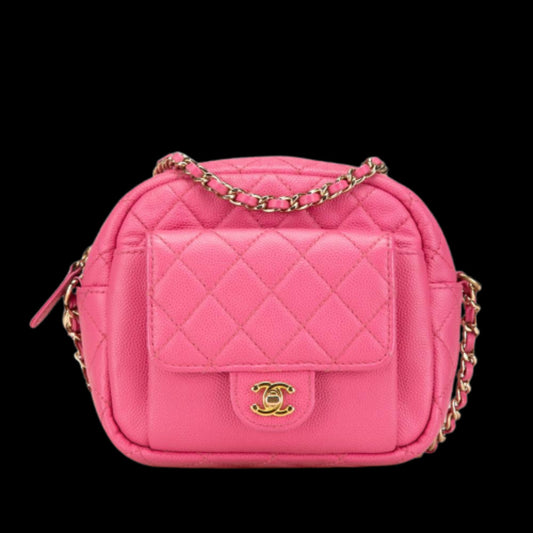 Pink Leather Chanel Crossbody Bag