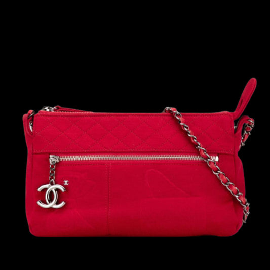 Red Cotton Chanel Crossbody Bag