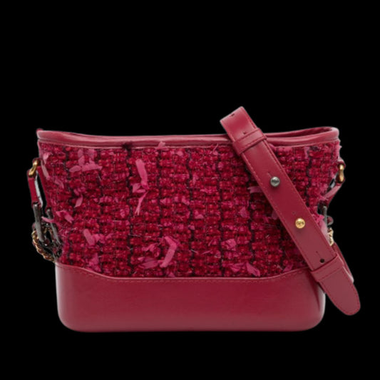 Red Fabric Chanel Crossbody Bag