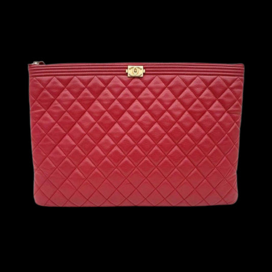 Red Leather Chanel Clutch
