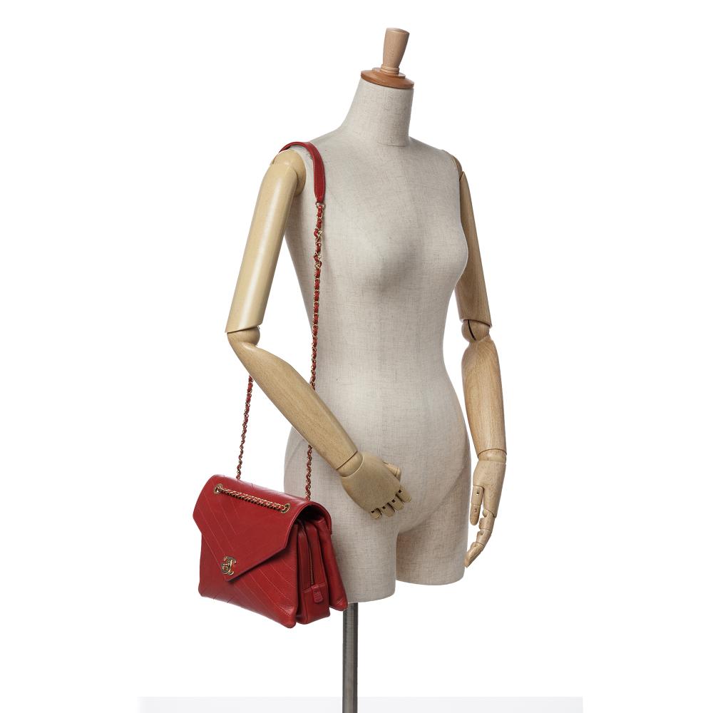 Red Leather Chanel Crossbody Bag