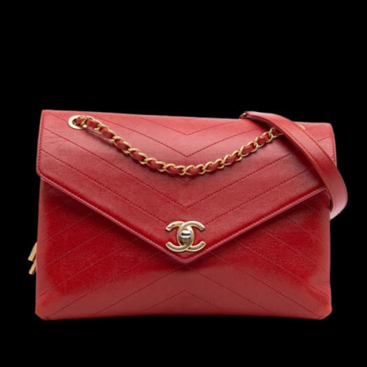 Red Leather Chanel Crossbody Bag