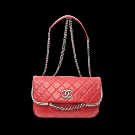 Red Leather Chanel Crossbody Bag