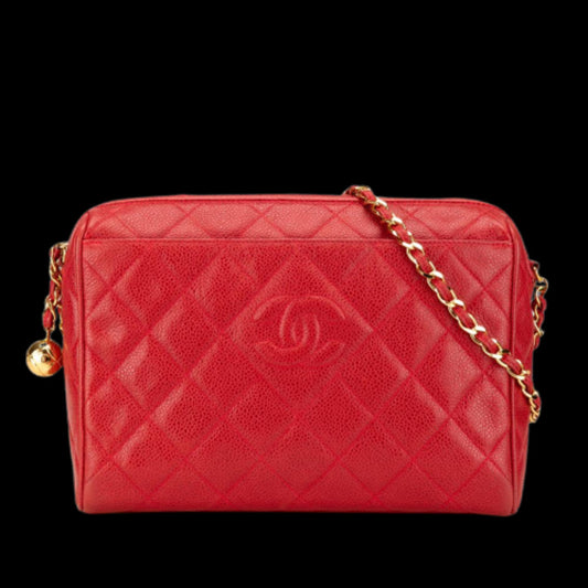 Red Leather Chanel Crossbody Bag
