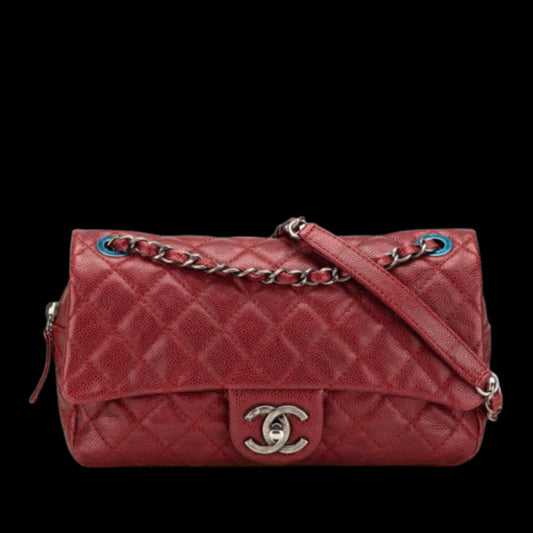 Red Leather Chanel Crossbody Bag