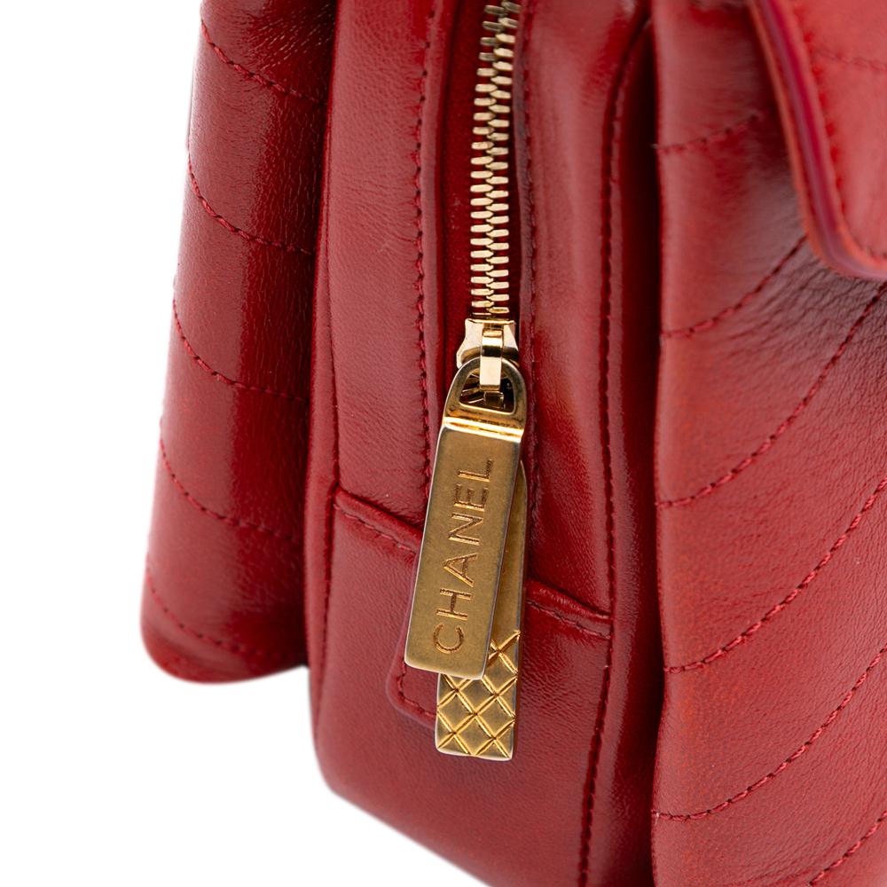 Red Leather Chanel Crossbody Bag
