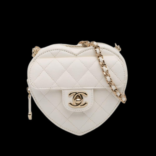 White Leather Chanel Crossbody Bag