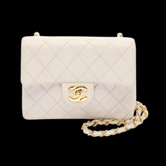 White Leather Chanel Crossbody Bag