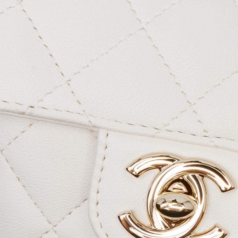 White Leather Chanel Crossbody Bag