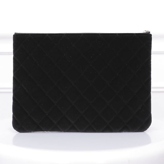 Chanel Black Gold Camellia O Case Clutch