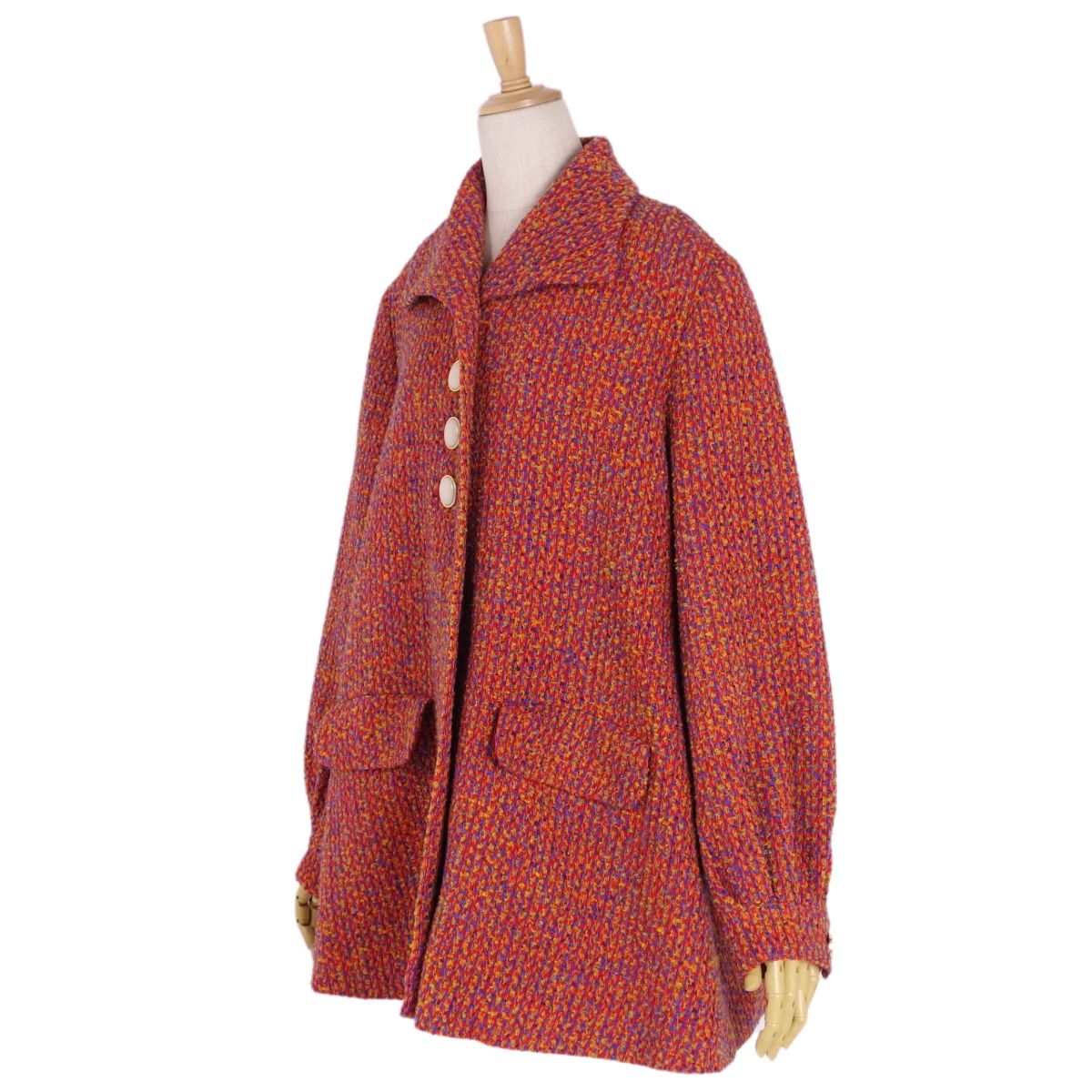 Vint Christian Dior Jacket Tweed Wool Out  M Red/Blue