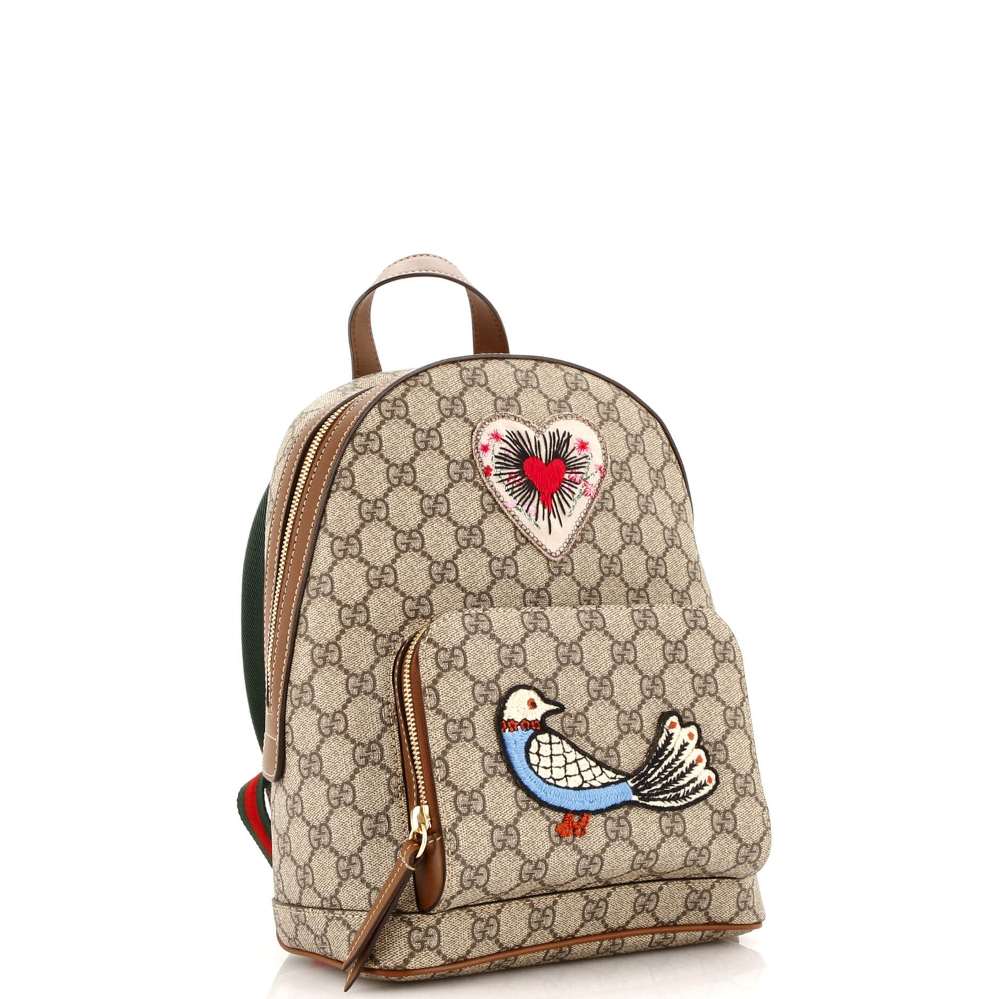 Zip Pocket Backpack Embroidered GG Coated Canvas Small