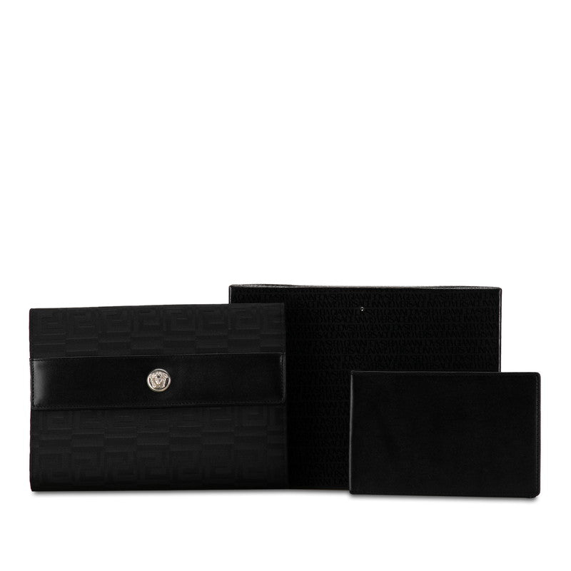 Versace Vintage Meducer Gucca Double Fold Wallet Black Canvas Leather  Versace  Vintage Meducer Gucci