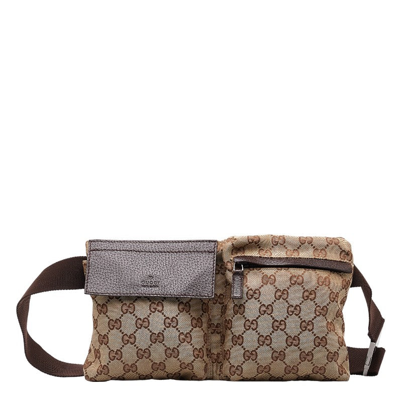 Gucci GG Canvas Body Bag Waist Bag 28566 Beige Brown Canvas Leather  Gucci