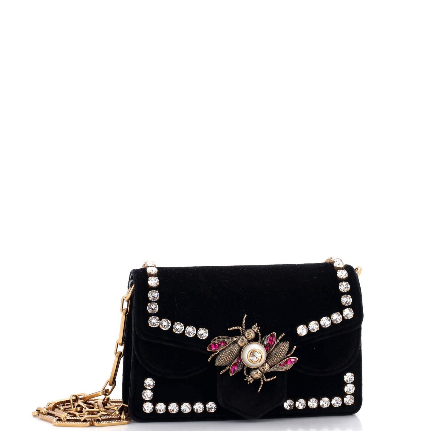 Broadway Pearly Bee Shoulder Bag Crystal Embellished Velvet Mini