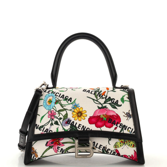 x Balenciaga The Hacker Project Hourglass Top Handle Bag Flora Canvas Small