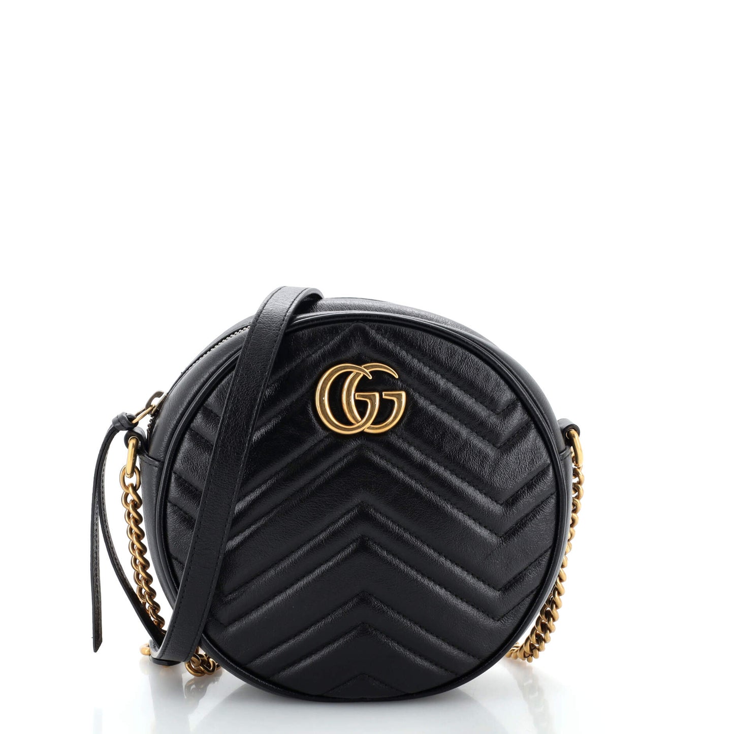 GG Marmont Round Shoulder Bag Matelasse Leather Mini