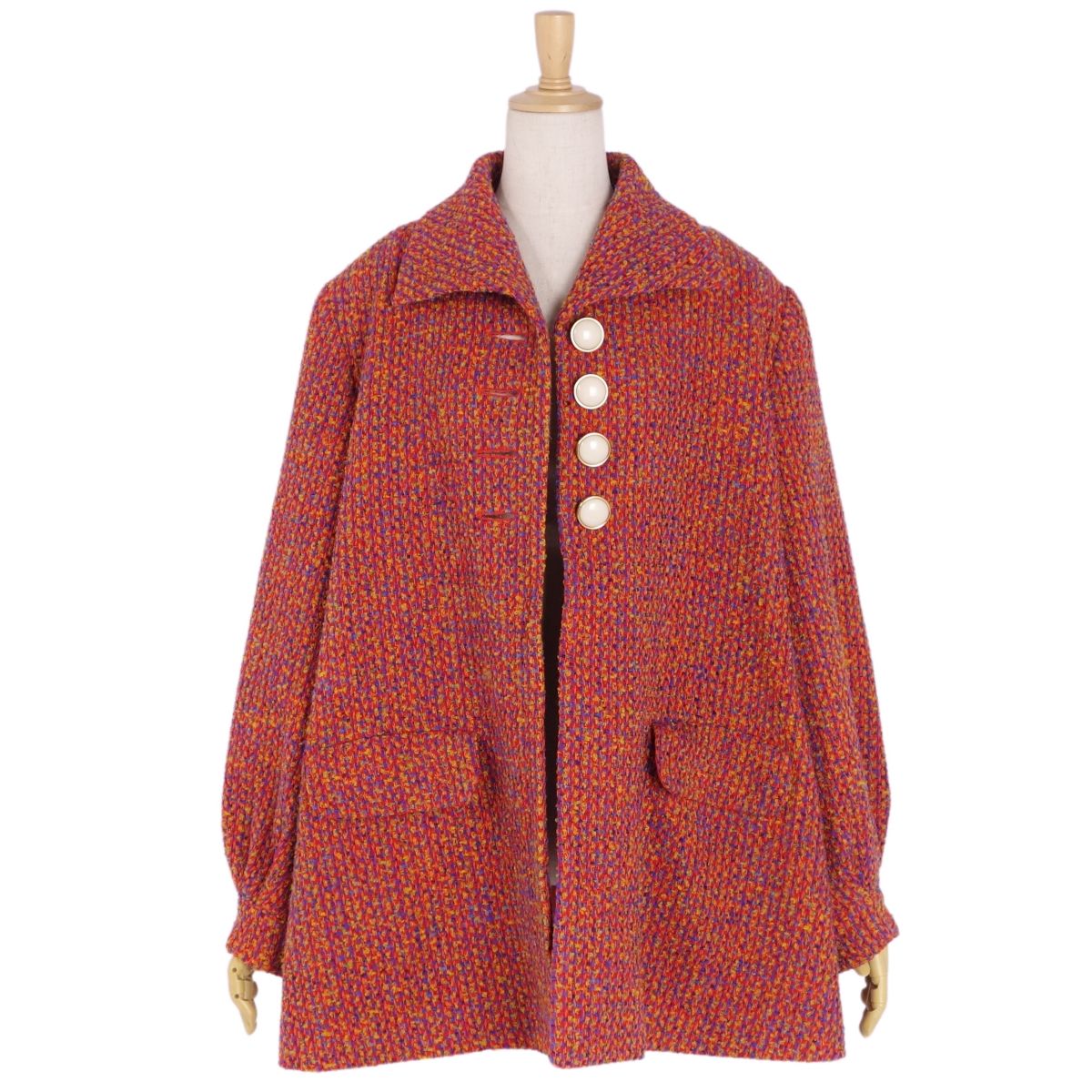 Vint Christian Dior Jacket Tweed Wool Out  M Red/Blue