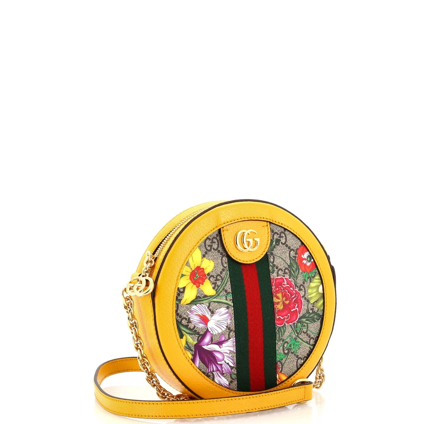 Ophidia Round Shoulder Bag Flora GG Coated Canvas Mini