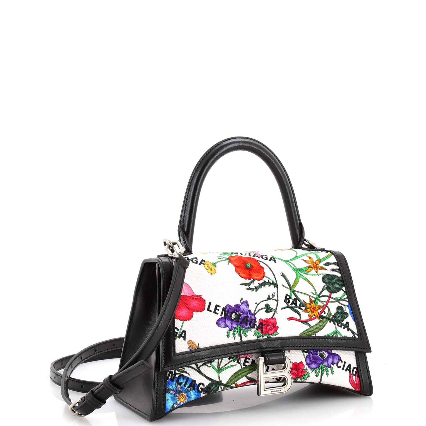 x Balenciaga The Hacker Project Hourglass Top Handle Bag Flora Canvas Small