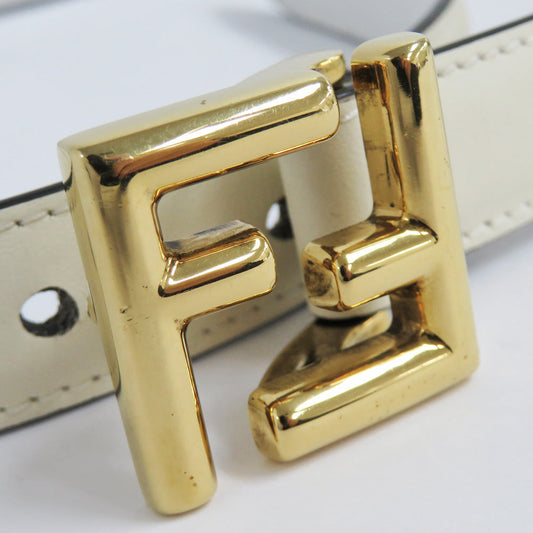 FI FENDI FF Belt 8C0648A Leather Ivory White G  GD Gold Tools 70 Small