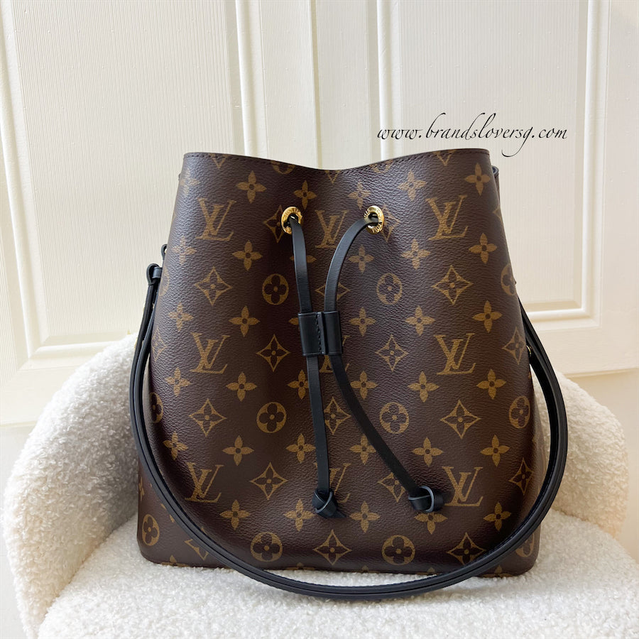 LV Neonoe MM in Monogram Canvas, Black Strap and GHW