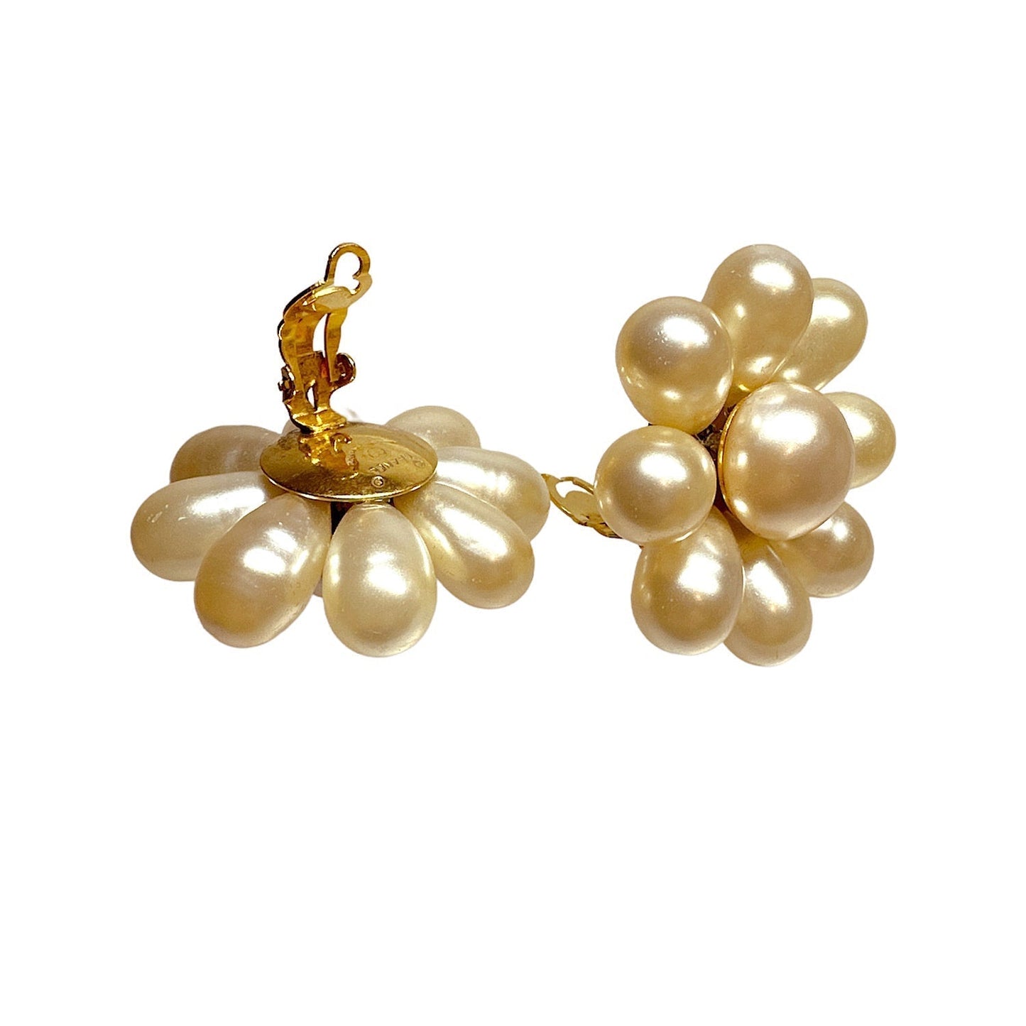 Vintage Chanel bag Faux Pearl Flower Earrings