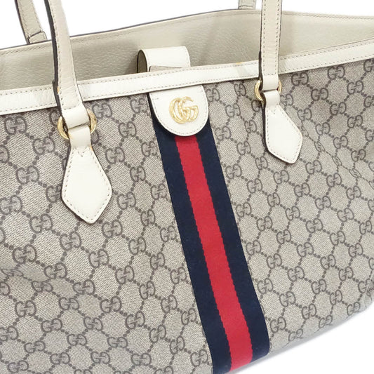 Gucci Ophidia GG Supreme Medium Sy Line Tote Bag PVC White 631685