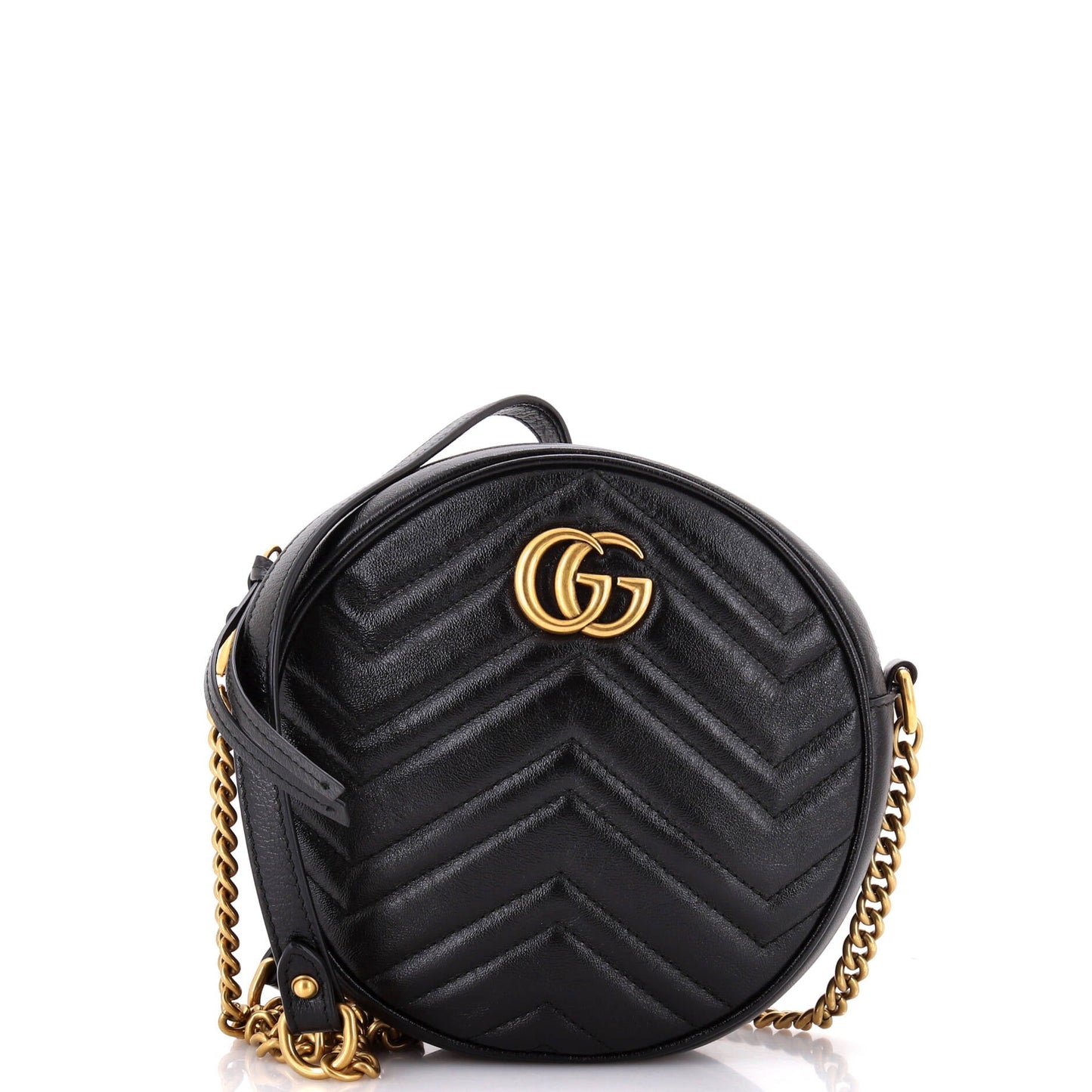 GG Marmont Round Shoulder Bag Matelasse Leather Mini