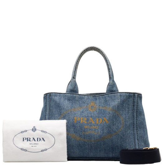 プラダ カナパ ミニ ハンドバッグ ショルダーバッグ 2WAY 1BG439 インディゴブルー デニム レディース PRADA 【中古】｜【銀座パリス】 楽天市場店