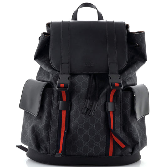 Double Pocket Buckle Backpack GG Coated Canvas Large