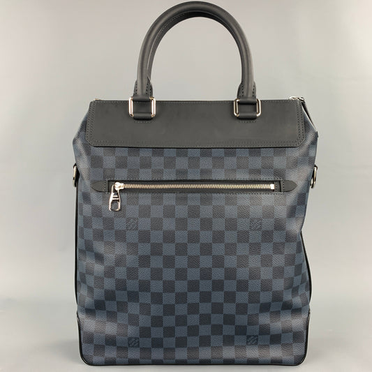 LOUIS VUITTON Cobalt & Black Damier Leather Trim Canvas Greenwich Tote Bag