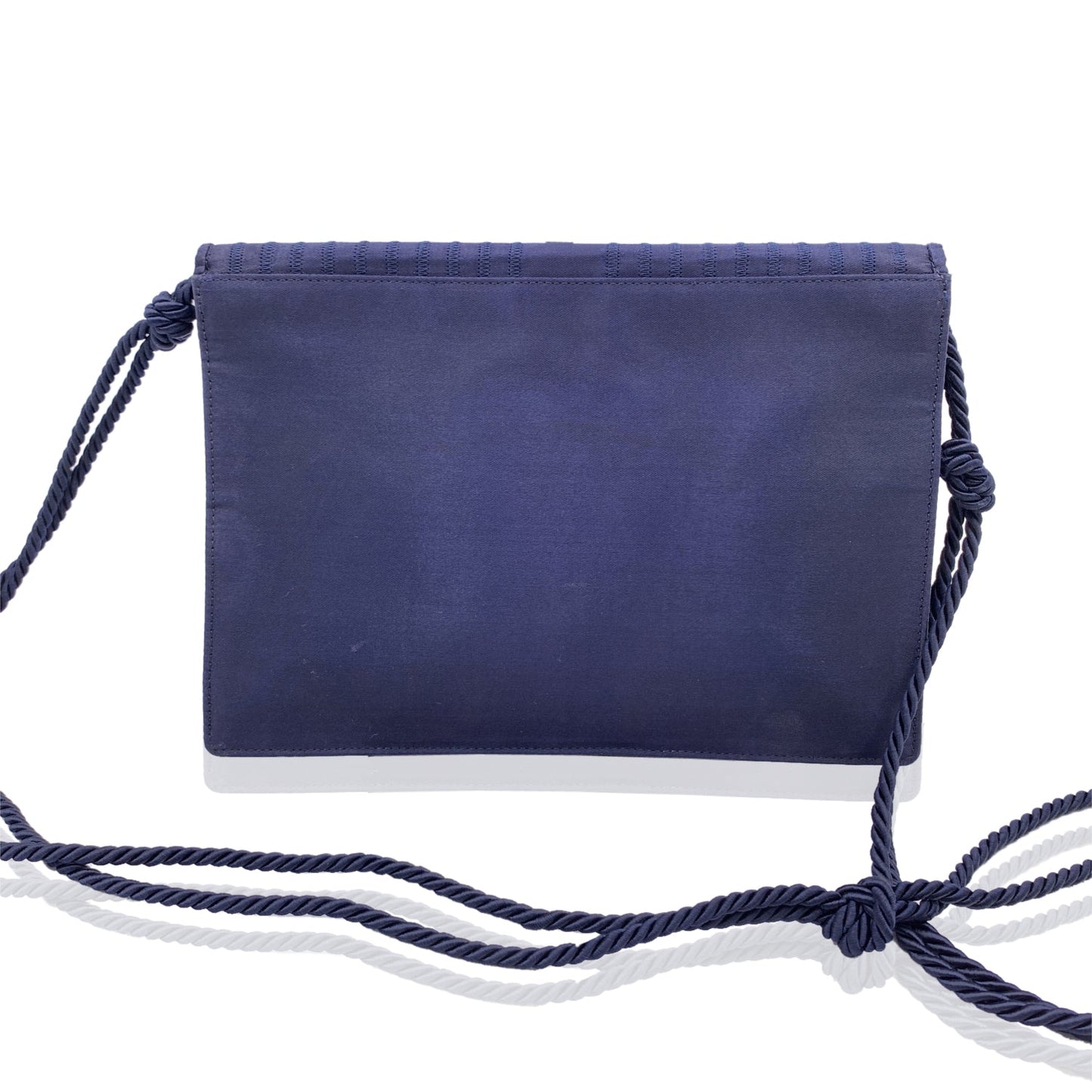 FENDI Vintage Blue Satin Crossbody Bag Or Clutch With Stitchings