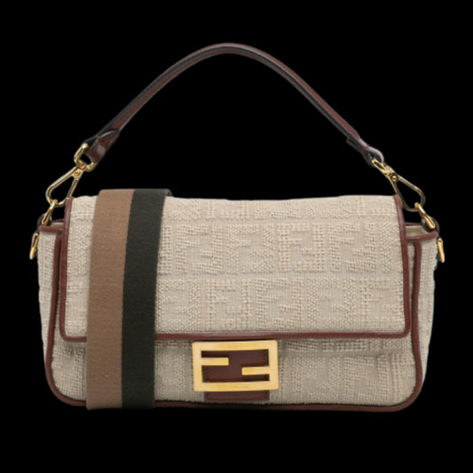 Beige Canvas Fendi Baguette