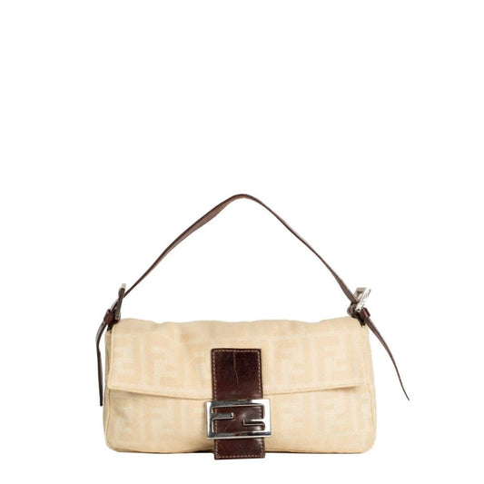 Beige Canvas Fendi Baguette