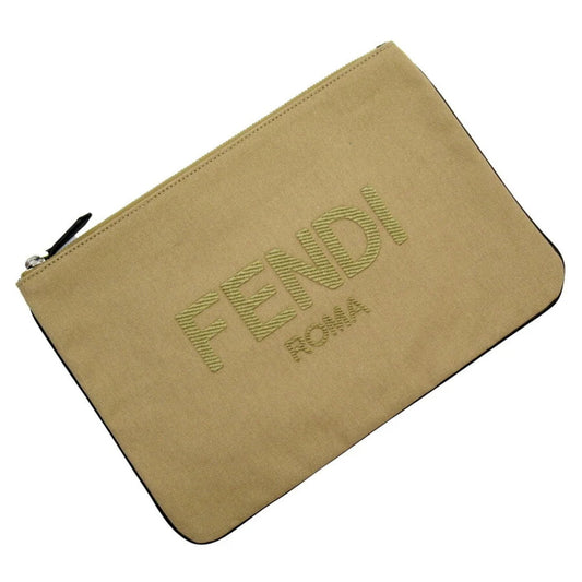 Beige Canvas Fendi Clutch