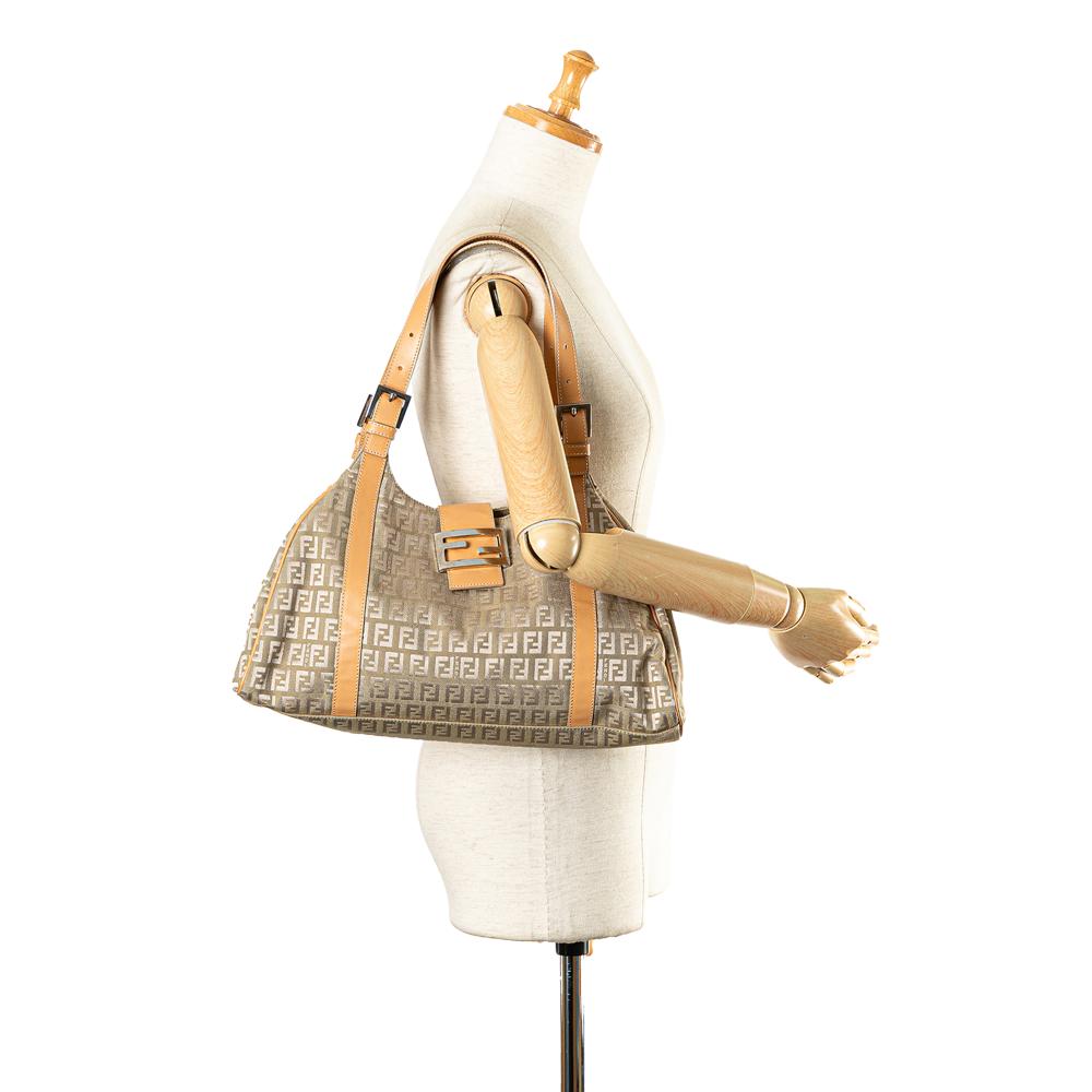 Beige Canvas Fendi Shoulder Bag