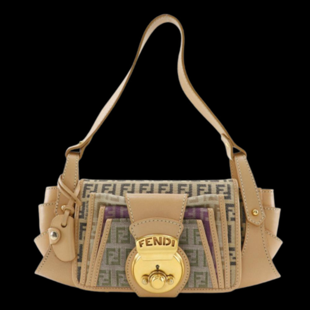 Beige Canvas Fendi Shoulder Bag