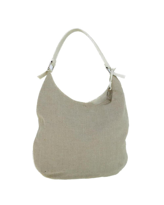 Beige Canvas Fendi Shoulder Bag