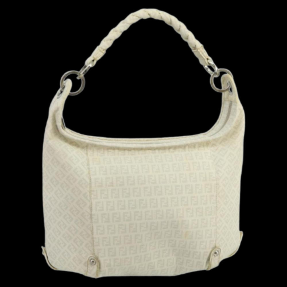 Beige Canvas Fendi Shoulder Bag