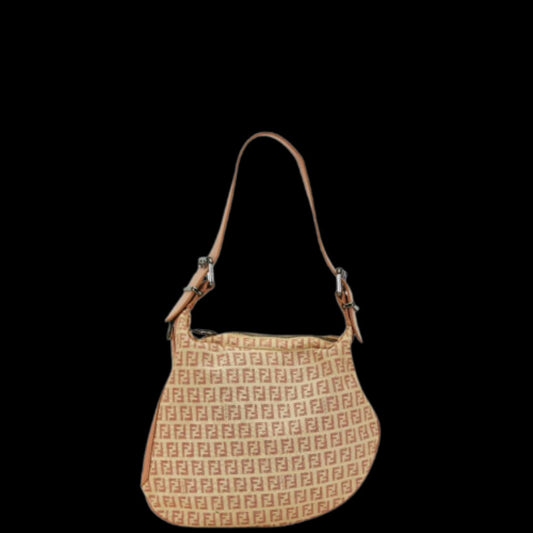 Beige Canvas Fendi Shoulder Bag