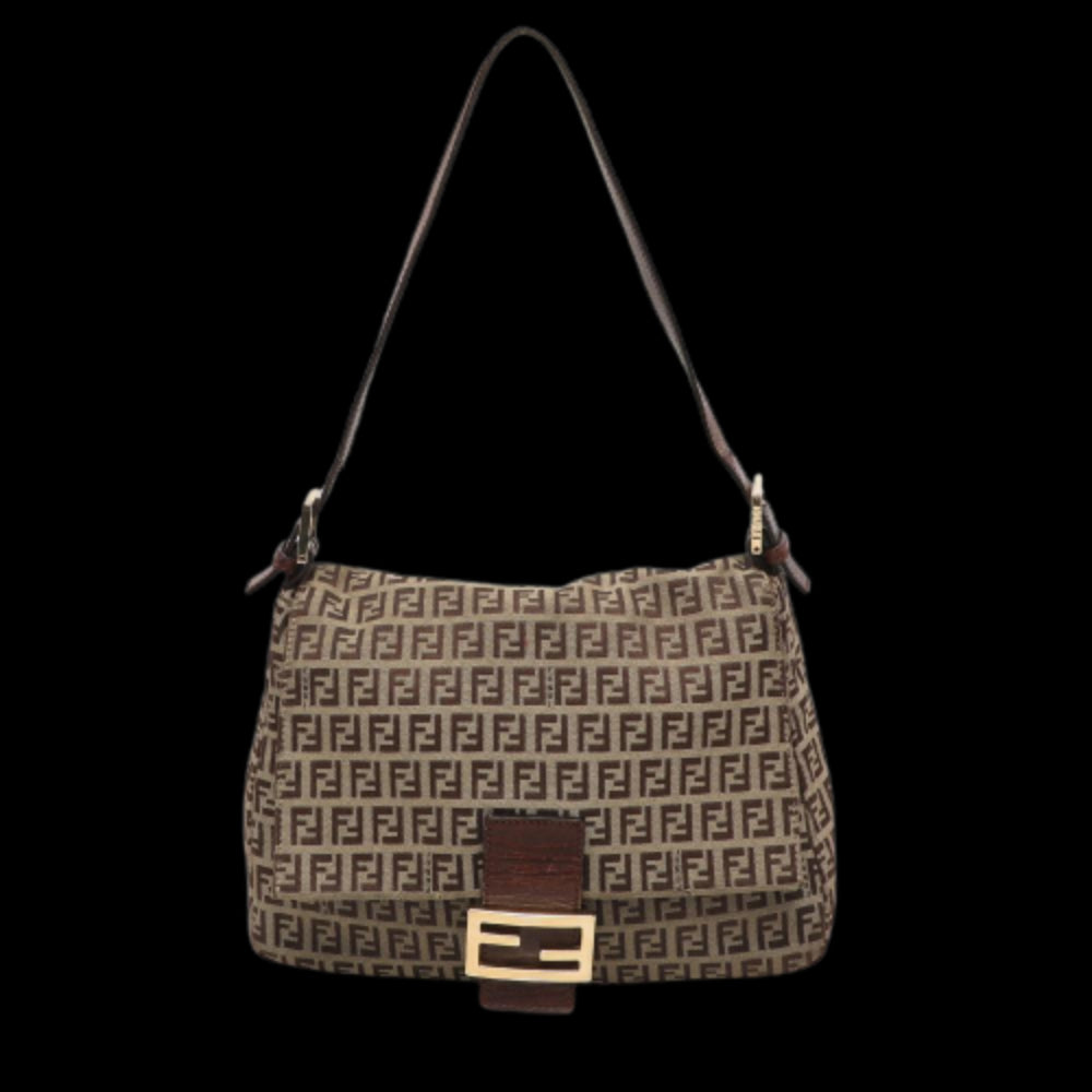 Beige Canvas Fendi Shoulder Bag