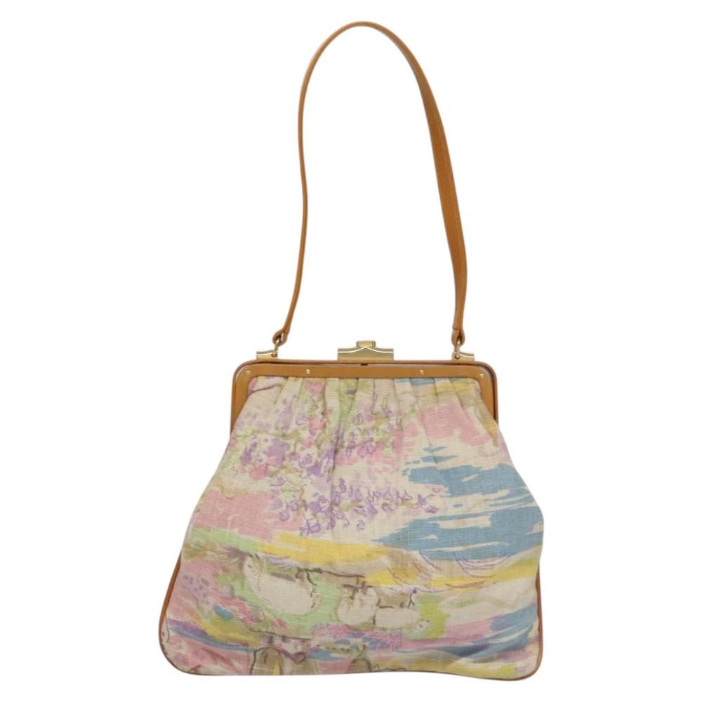 Beige Canvas Fendi Shoulder Bag