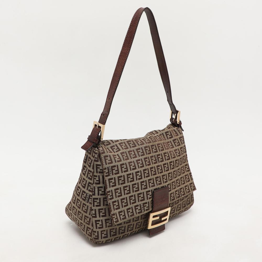Beige Canvas Fendi Shoulder Bag