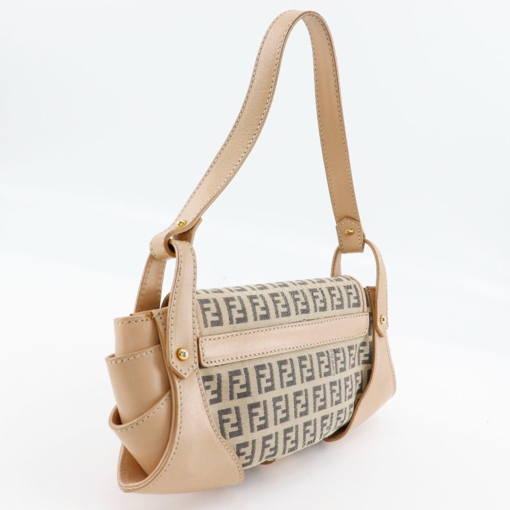 Beige Canvas Fendi Shoulder Bag