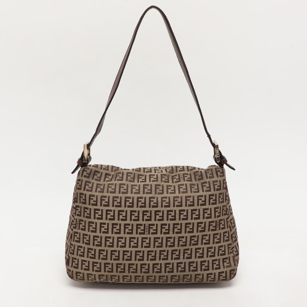 Beige Canvas Fendi Shoulder Bag