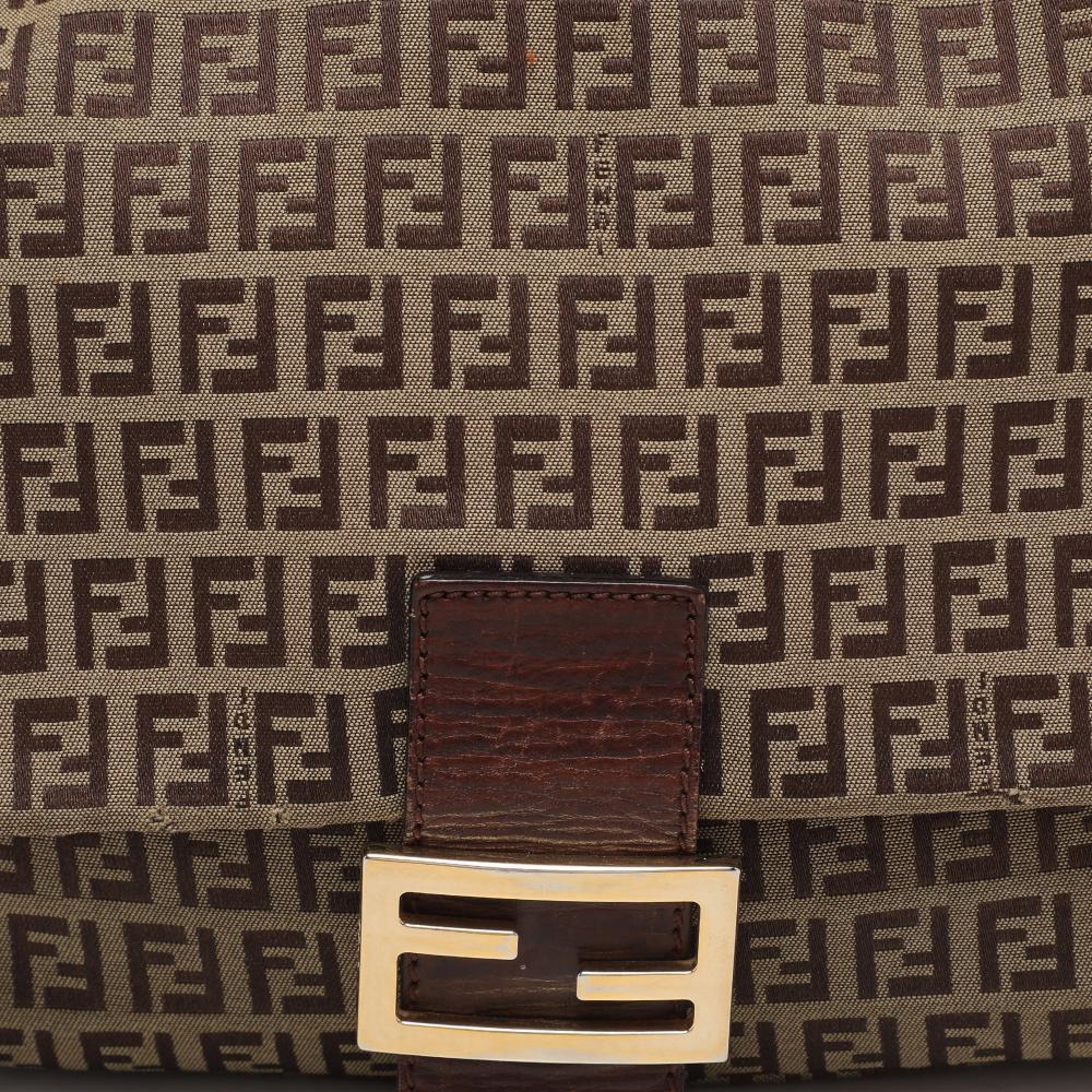 Beige Canvas Fendi Shoulder Bag