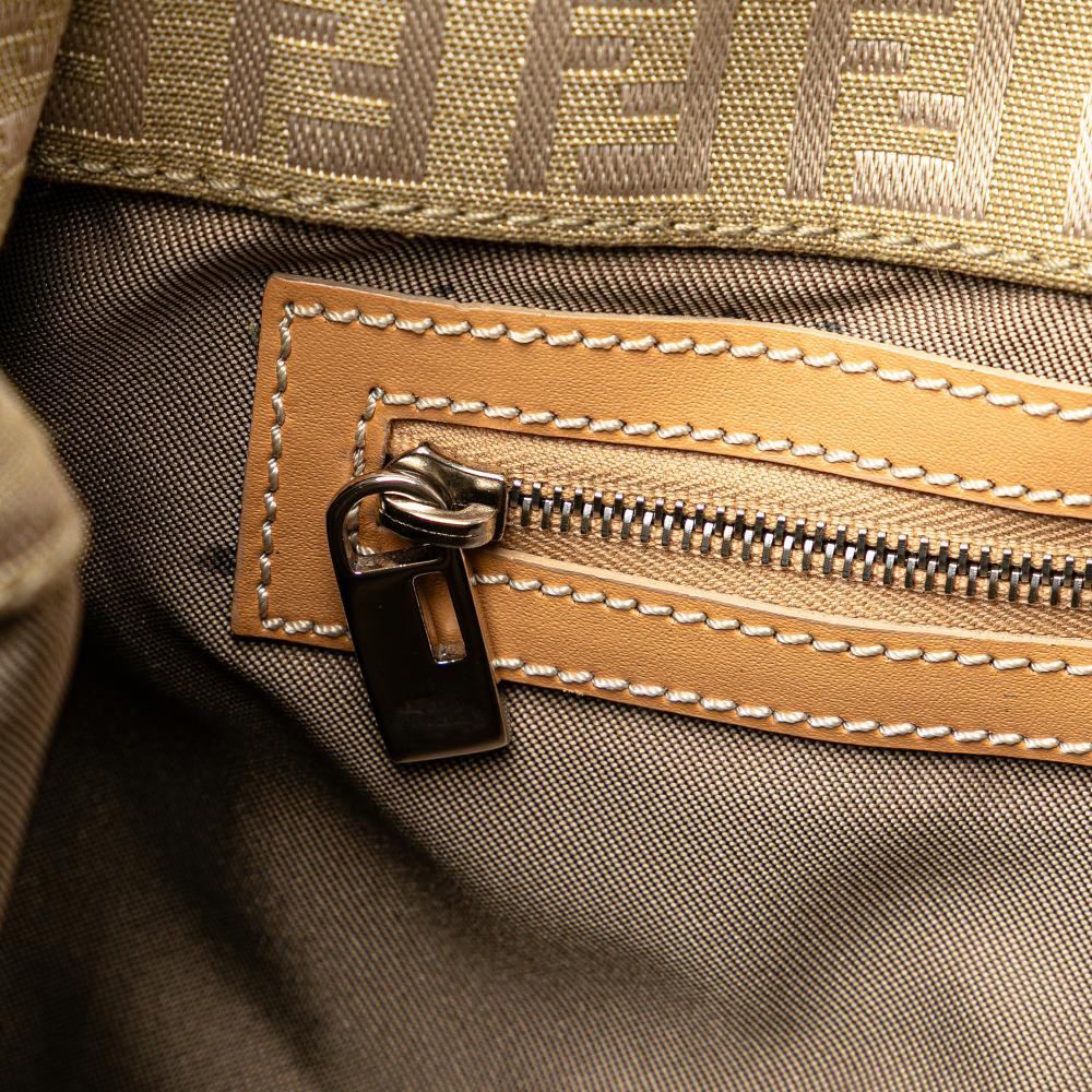 Beige Canvas Fendi Shoulder Bag