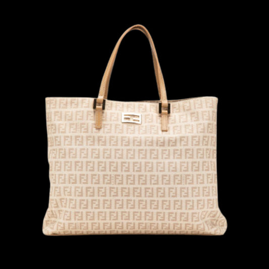 Beige Canvas Fendi Tote