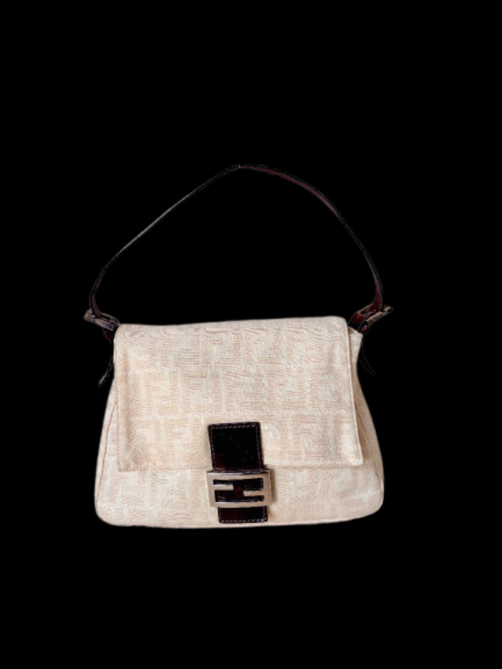 Beige Fabric Fendi Baguette Mamma